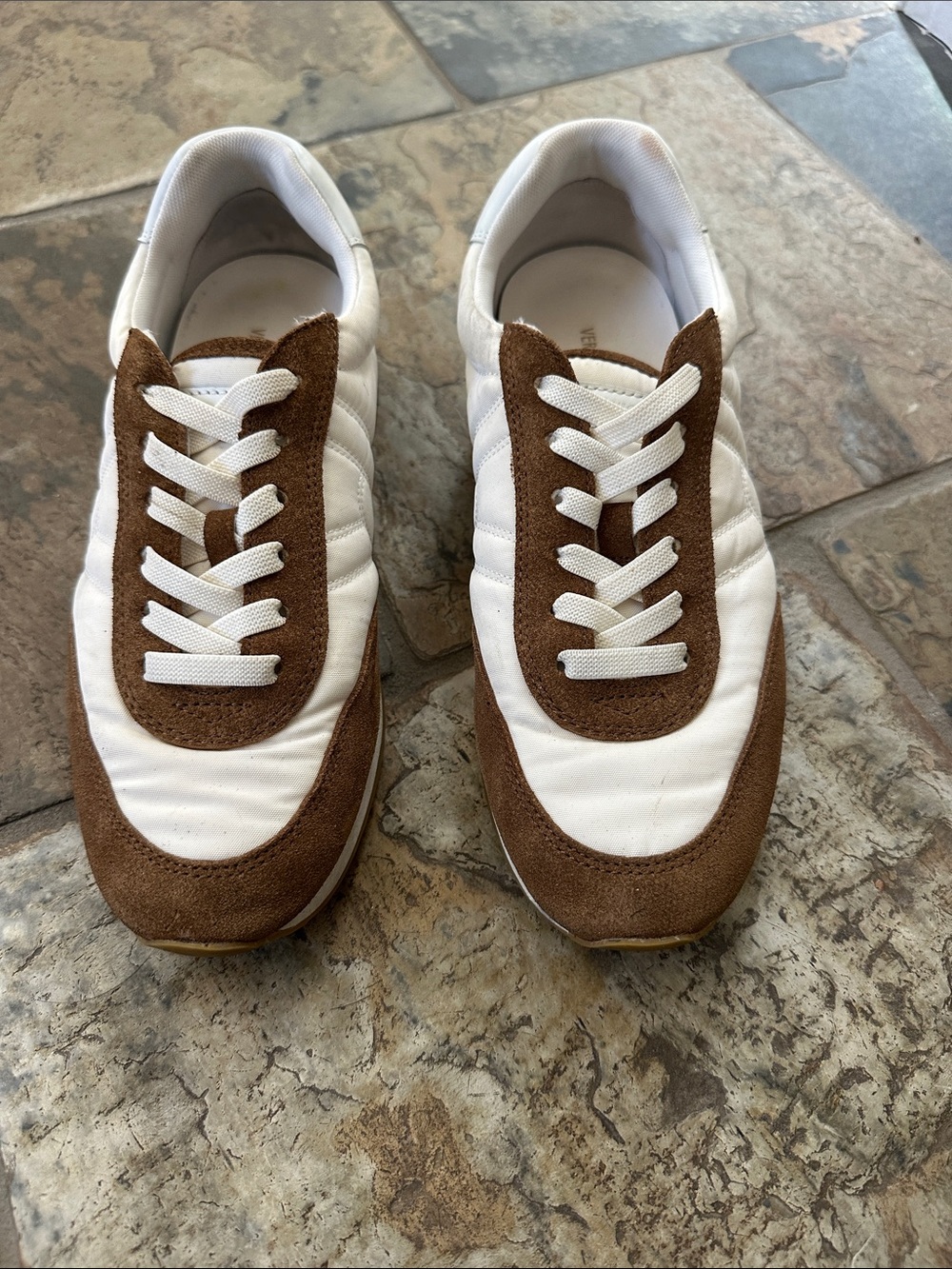 Veronica Beard White and Brown Womens Casual Sneakers